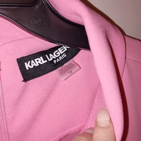 NWOT Karl Lagerfield Women's Size 14 brand New Balletcore Pink Button-Up Dress